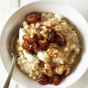 Overnight Oats With Date Drizzle And Toasted Almonds